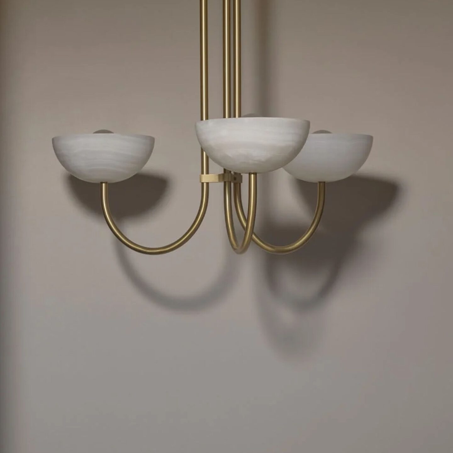Aurelia Chandelier, Triple Pendant Large White Onyx, Brass